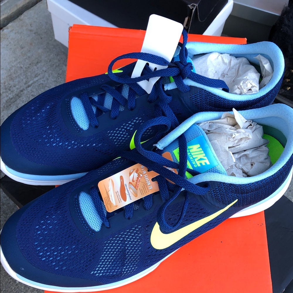Nike Navy and Lime Sneakers
